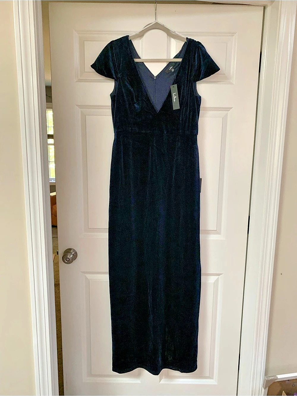 Lulus Low Cut Navy Blue Velvet V-Neck - XL